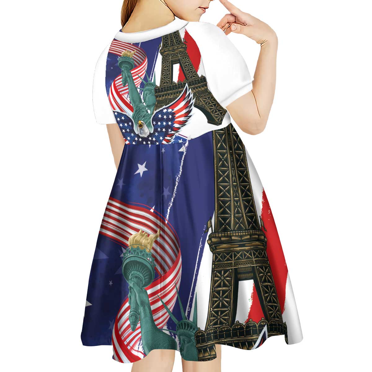 French-American Heritage Month Kid Short Sleeve Dress Dual Heritage and National Flag