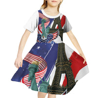 French-American Heritage Month Kid Short Sleeve Dress Dual Heritage and National Flag