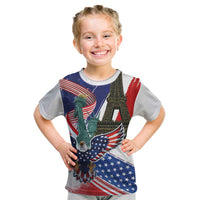 French-American Heritage Month Kid T Shirt Dual Heritage and National Flag