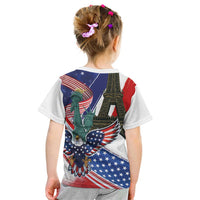 French-American Heritage Month Kid T Shirt Dual Heritage and National Flag
