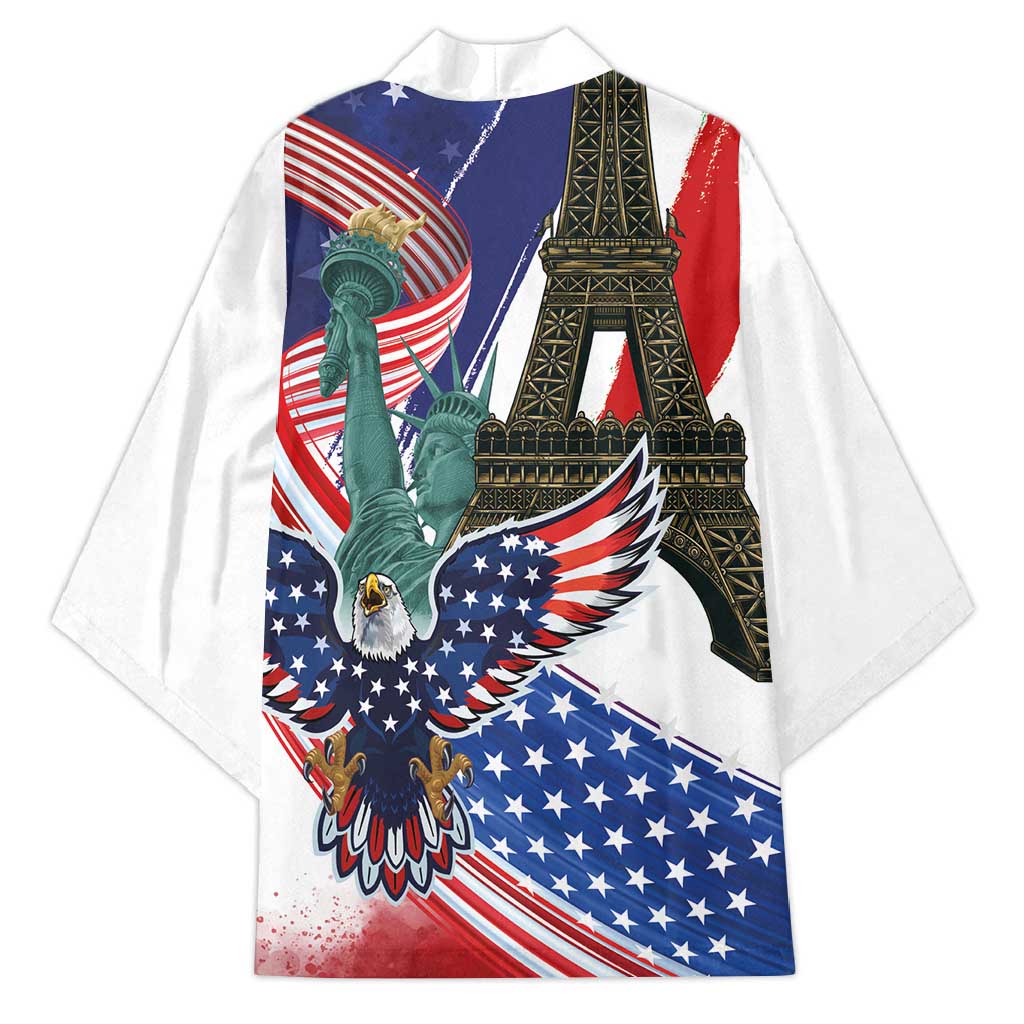 French-American Heritage Month Kimono Dual Heritage and National Flag