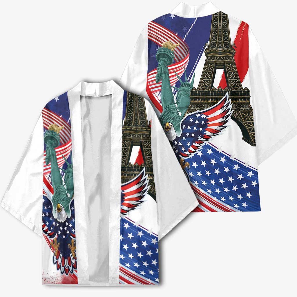 French-American Heritage Month Kimono Dual Heritage and National Flag