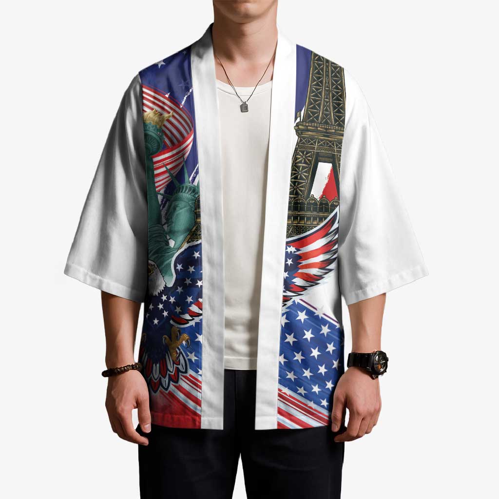 French-American Heritage Month Kimono Dual Heritage and National Flag