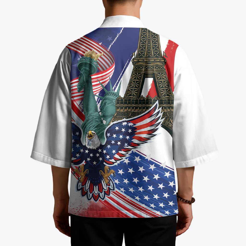 French-American Heritage Month Kimono Dual Heritage and National Flag