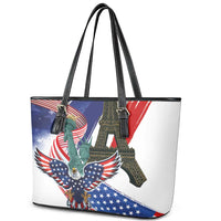 French-American Heritage Month Leather Tote Bag Dual Heritage and National Flag