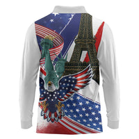 French-American Heritage Month Long Sleeve Polo Shirt Dual Heritage and National Flag