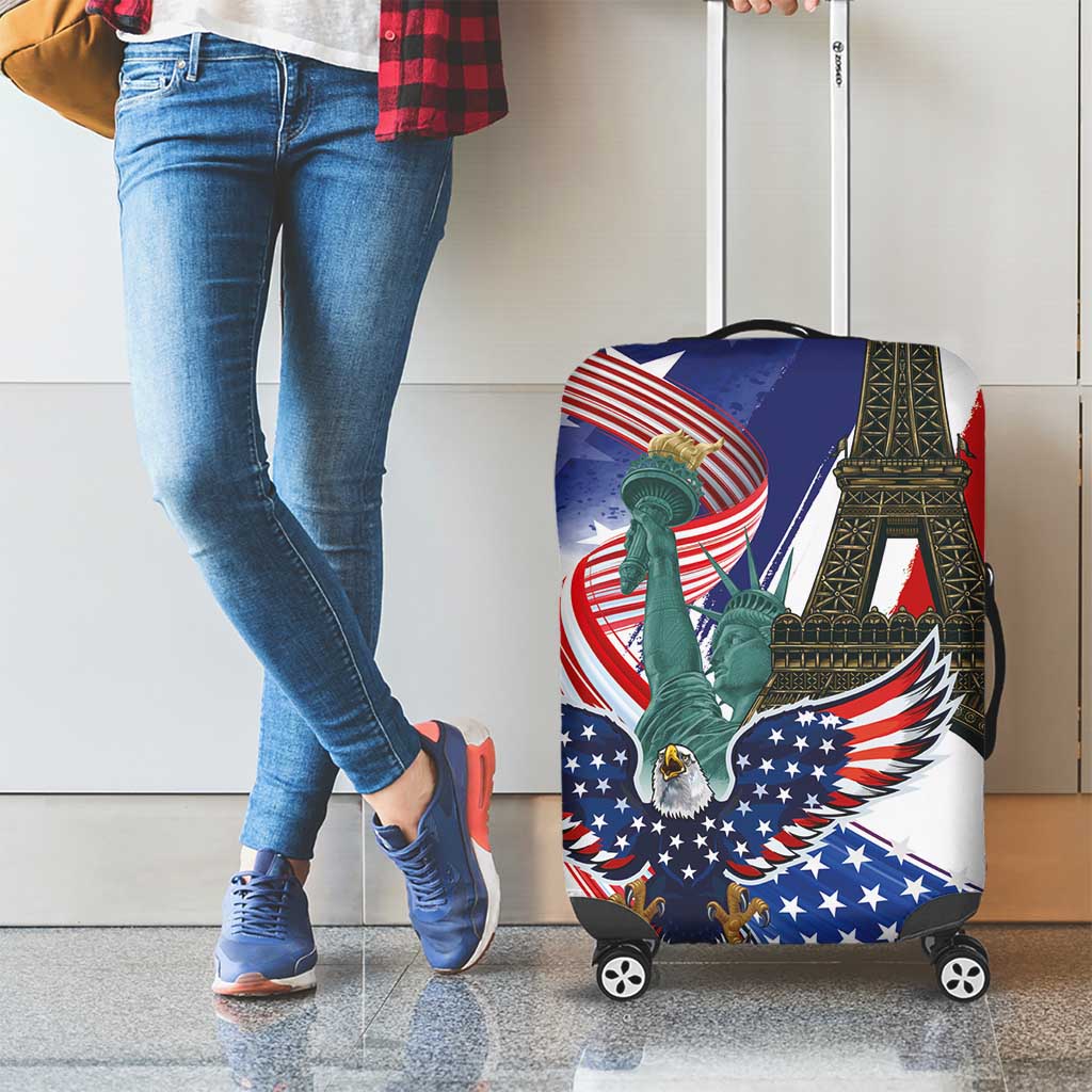 French-American Heritage Month Luggage Cover Dual Heritage and National Flag