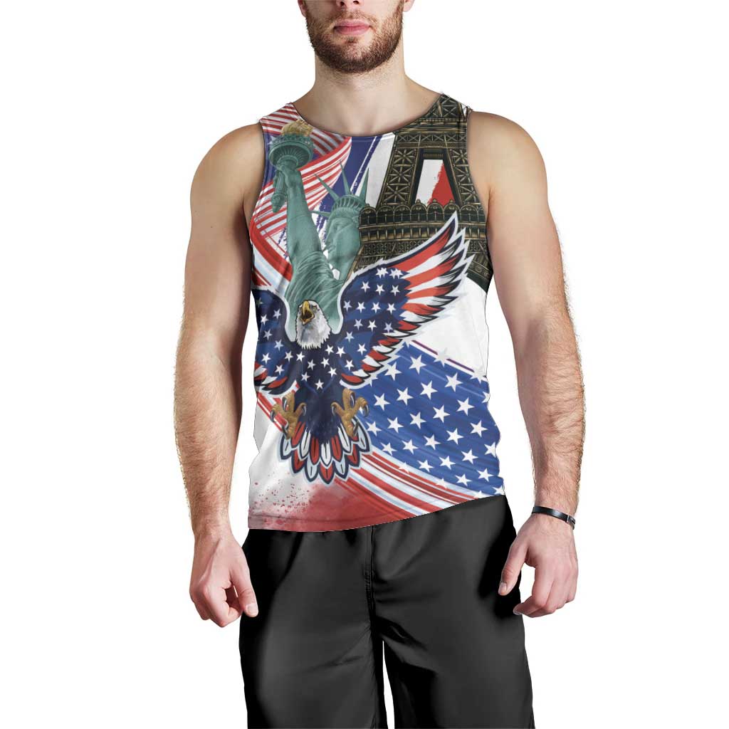 French-American Heritage Month Men Tank Top Dual Heritage and National Flag