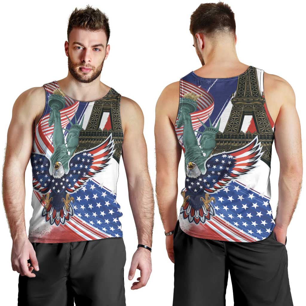 French-American Heritage Month Men Tank Top Dual Heritage and National Flag
