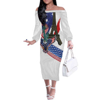 French-American Heritage Month Off The Shoulder Long Sleeve Dress Dual Heritage and National Flag