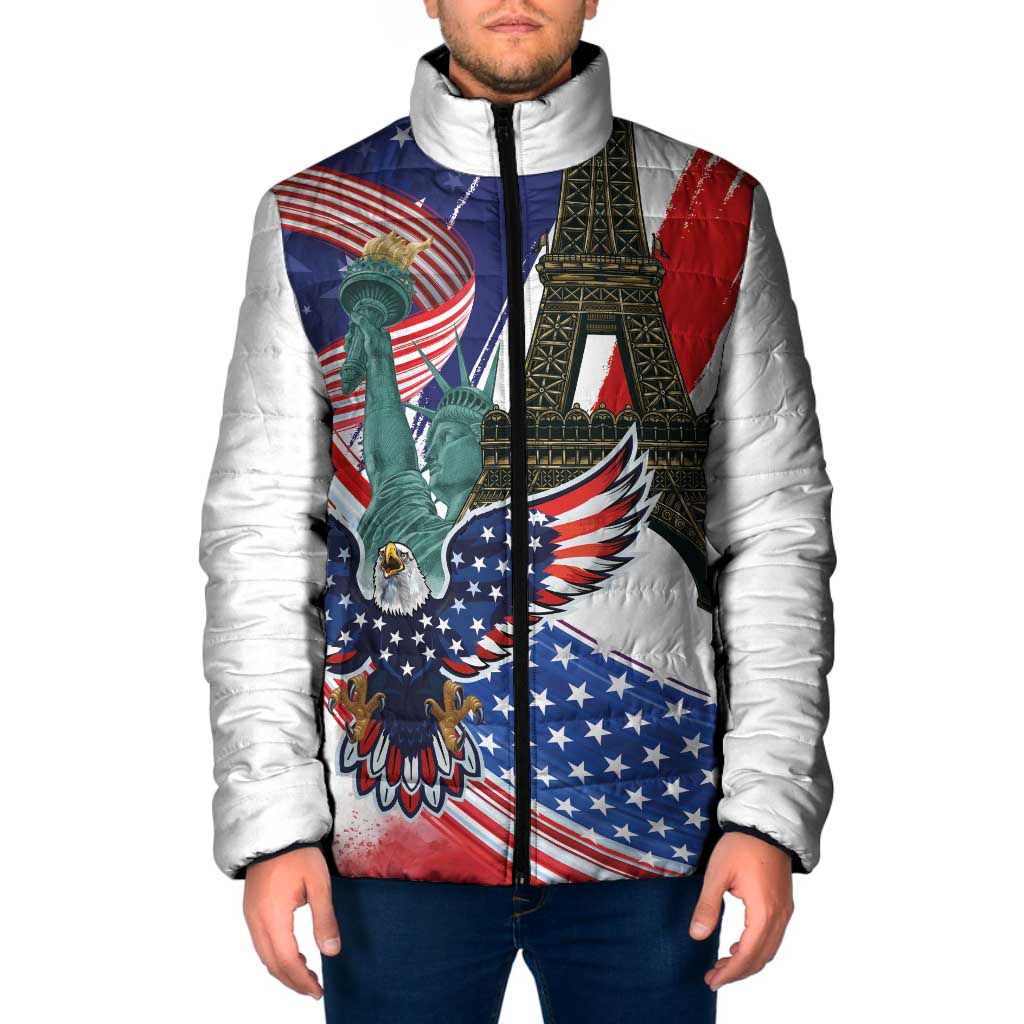 French-American Heritage Month Padded Jacket Dual Heritage and National Flag