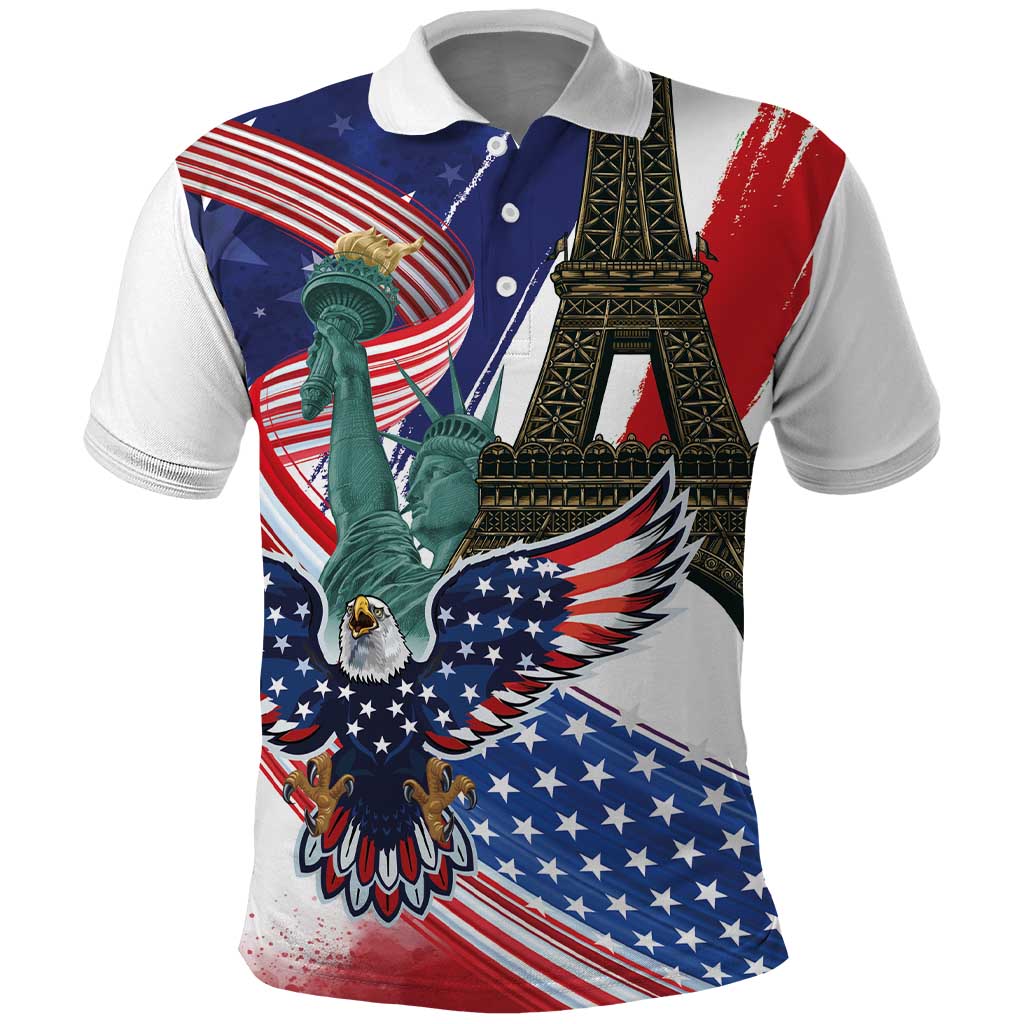 French-American Heritage Month Polo Shirt Dual Heritage and National Flag