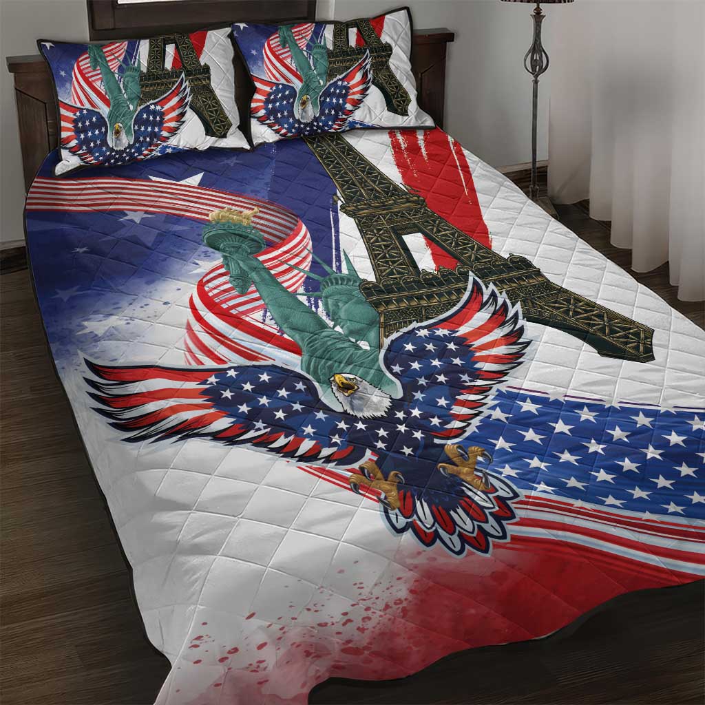 French-American Heritage Month Quilt Bed Set Dual Heritage and National Flag