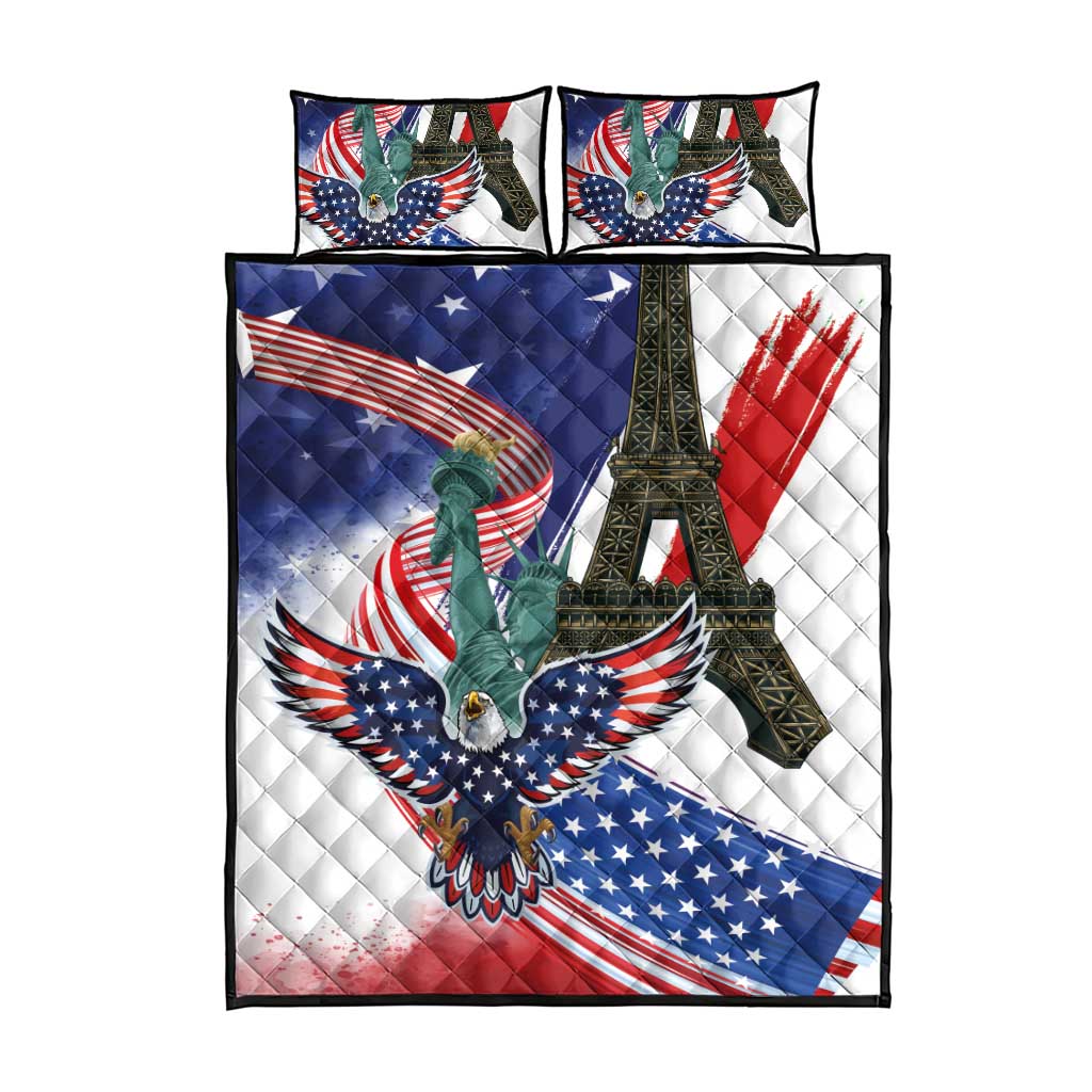 French-American Heritage Month Quilt Bed Set Dual Heritage and National Flag