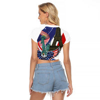 French-American Heritage Month Raglan Cropped T Shirt Dual Heritage and National Flag