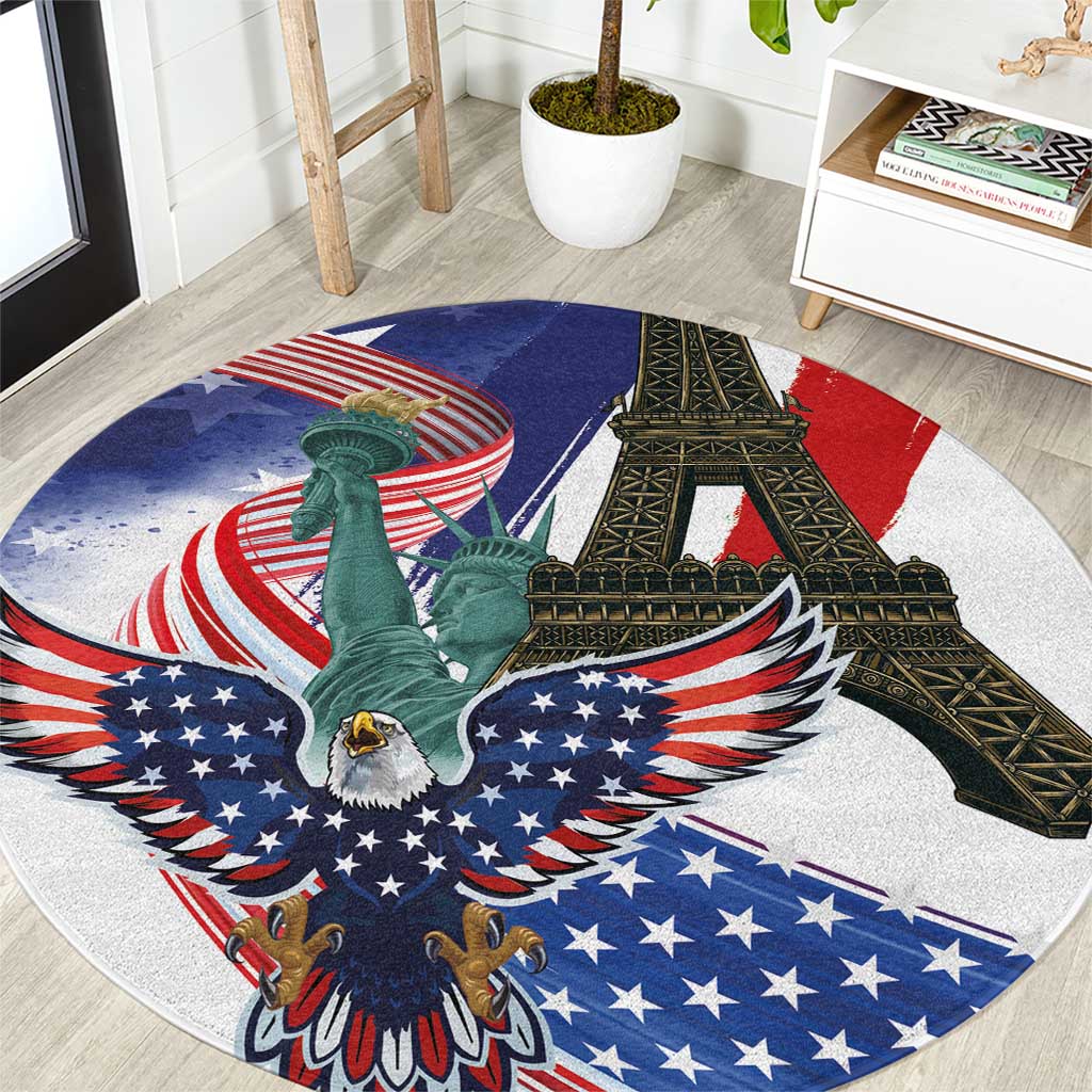French-American Heritage Month Round Carpet Dual Heritage and National Flag