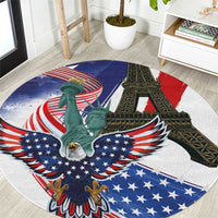French-American Heritage Month Round Carpet Dual Heritage and National Flag