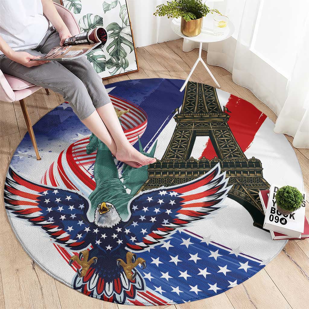 French-American Heritage Month Round Carpet Dual Heritage and National Flag