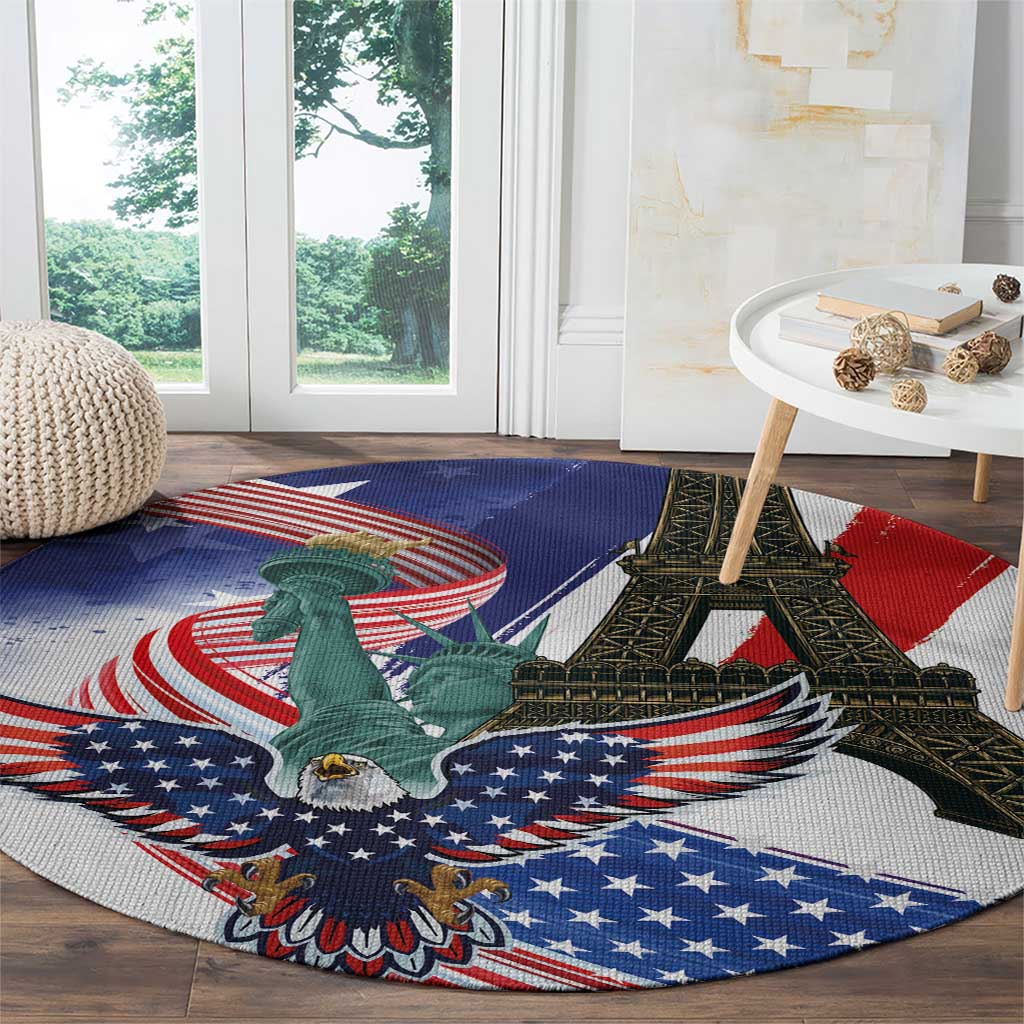 French-American Heritage Month Round Carpet Dual Heritage and National Flag