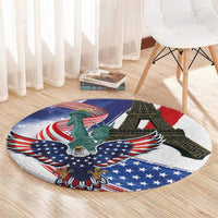 French-American Heritage Month Round Carpet Dual Heritage and National Flag