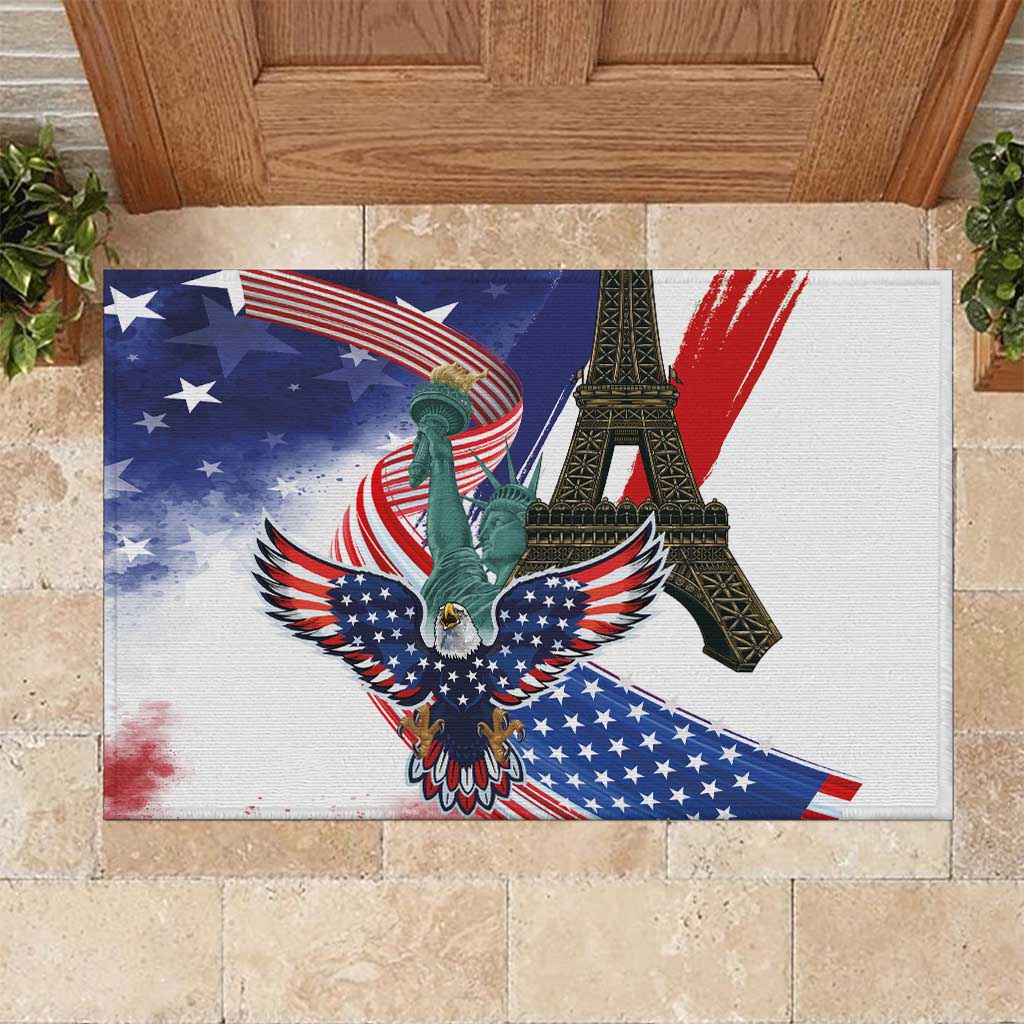 French-American Heritage Month Rubber Doormat Dual Heritage and National Flag