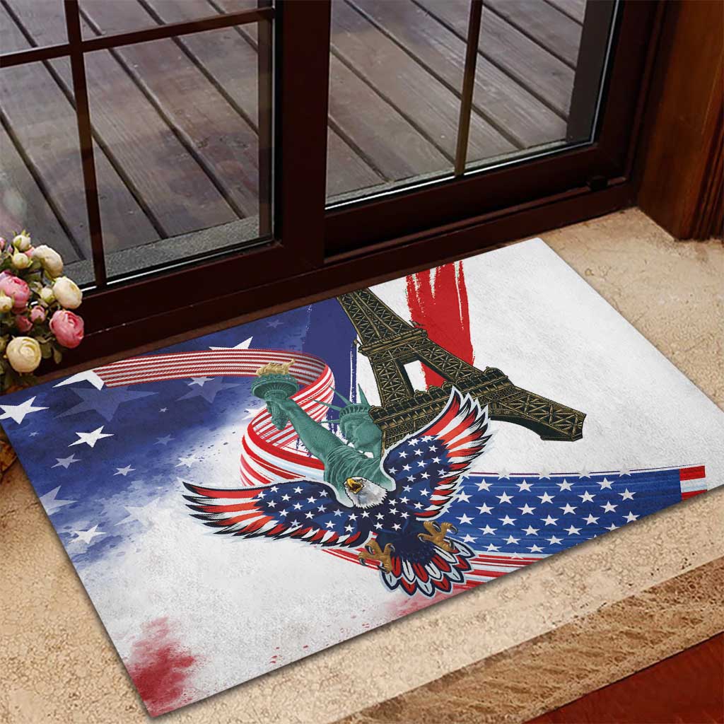 French-American Heritage Month Rubber Doormat Dual Heritage and National Flag