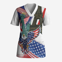French-American Heritage Month Scrub Top Dual Heritage and National Flag