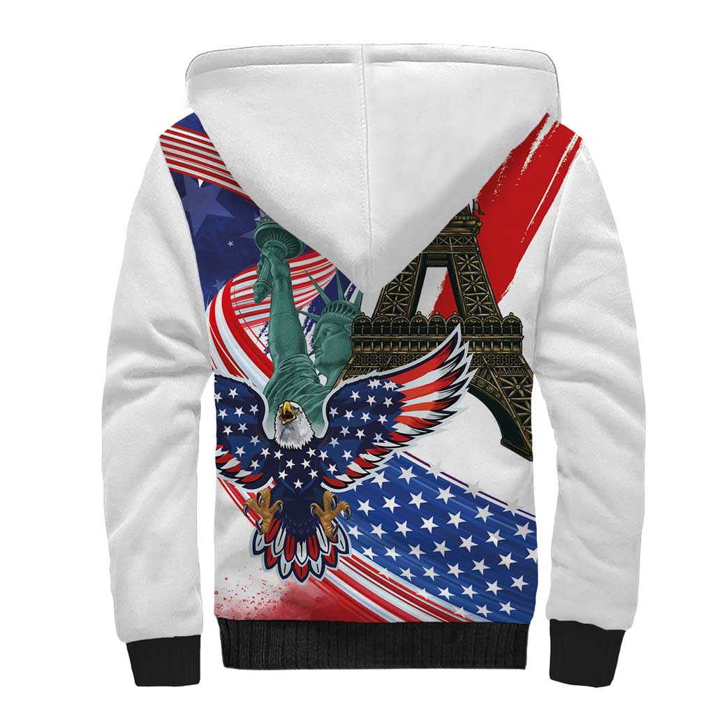 French-American Heritage Month Sherpa Hoodie Dual Heritage and National Flag