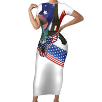 French-American Heritage Month Short Sleeve Bodycon Dress Dual Heritage and National Flag