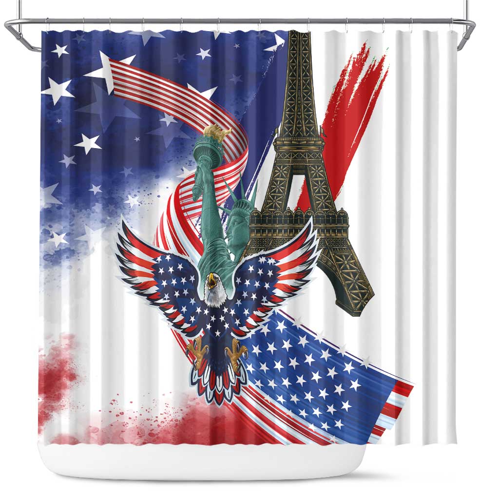 French-American Heritage Month Shower Curtain Dual Heritage and National Flag