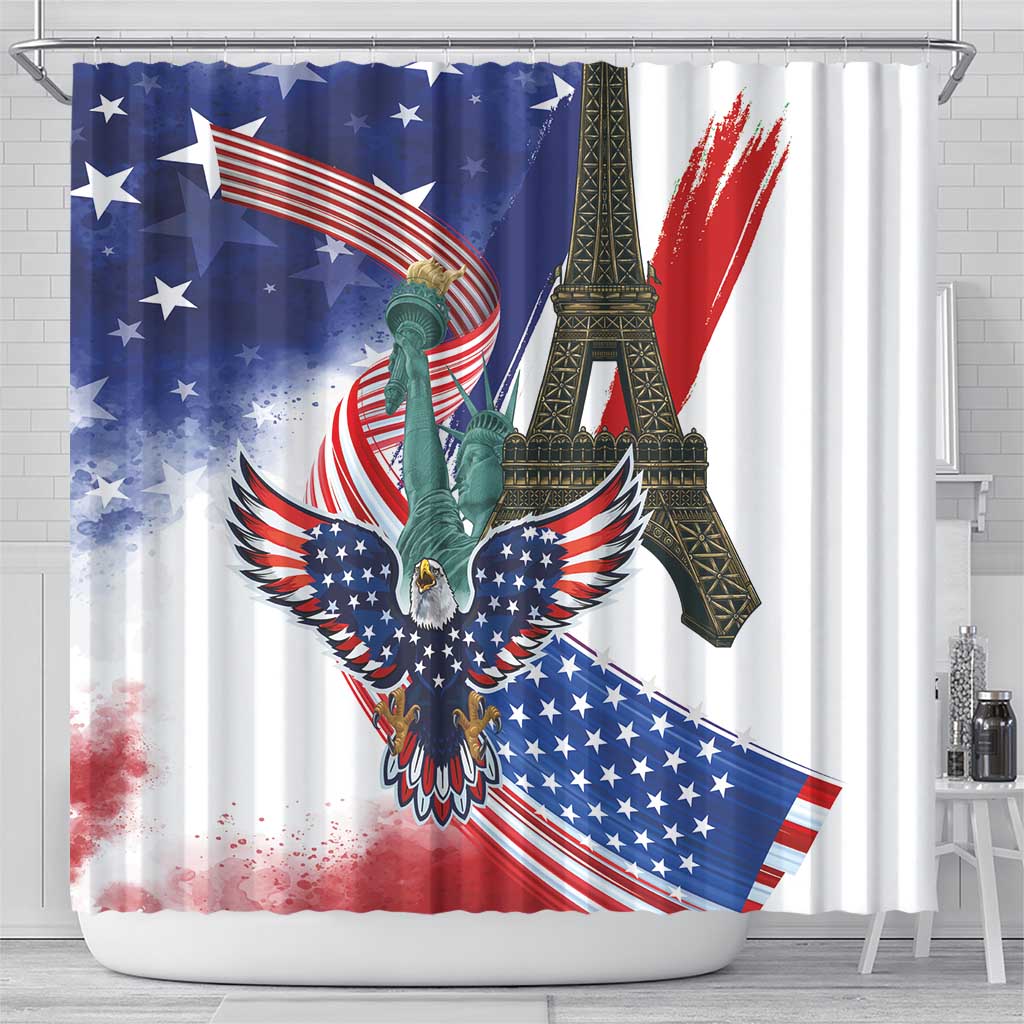 French-American Heritage Month Shower Curtain Dual Heritage and National Flag