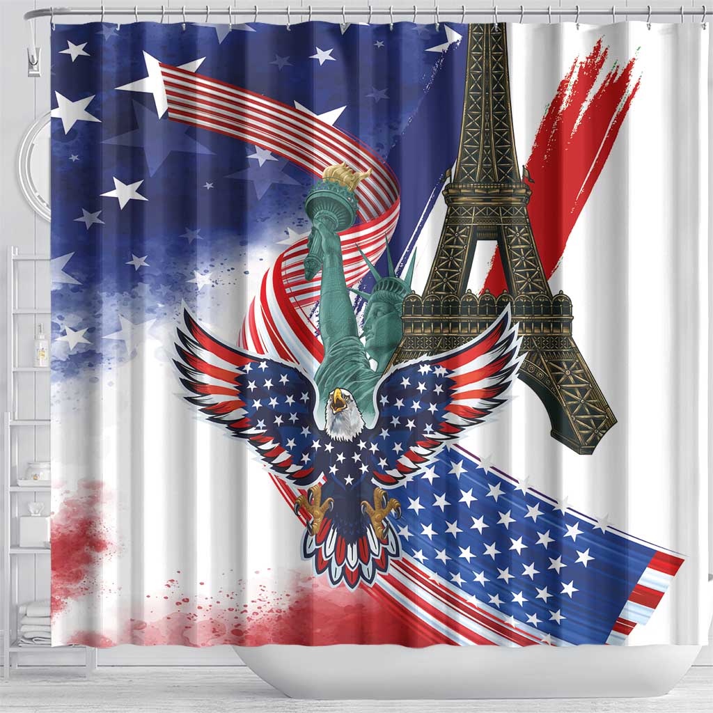 French-American Heritage Month Shower Curtain Dual Heritage and National Flag