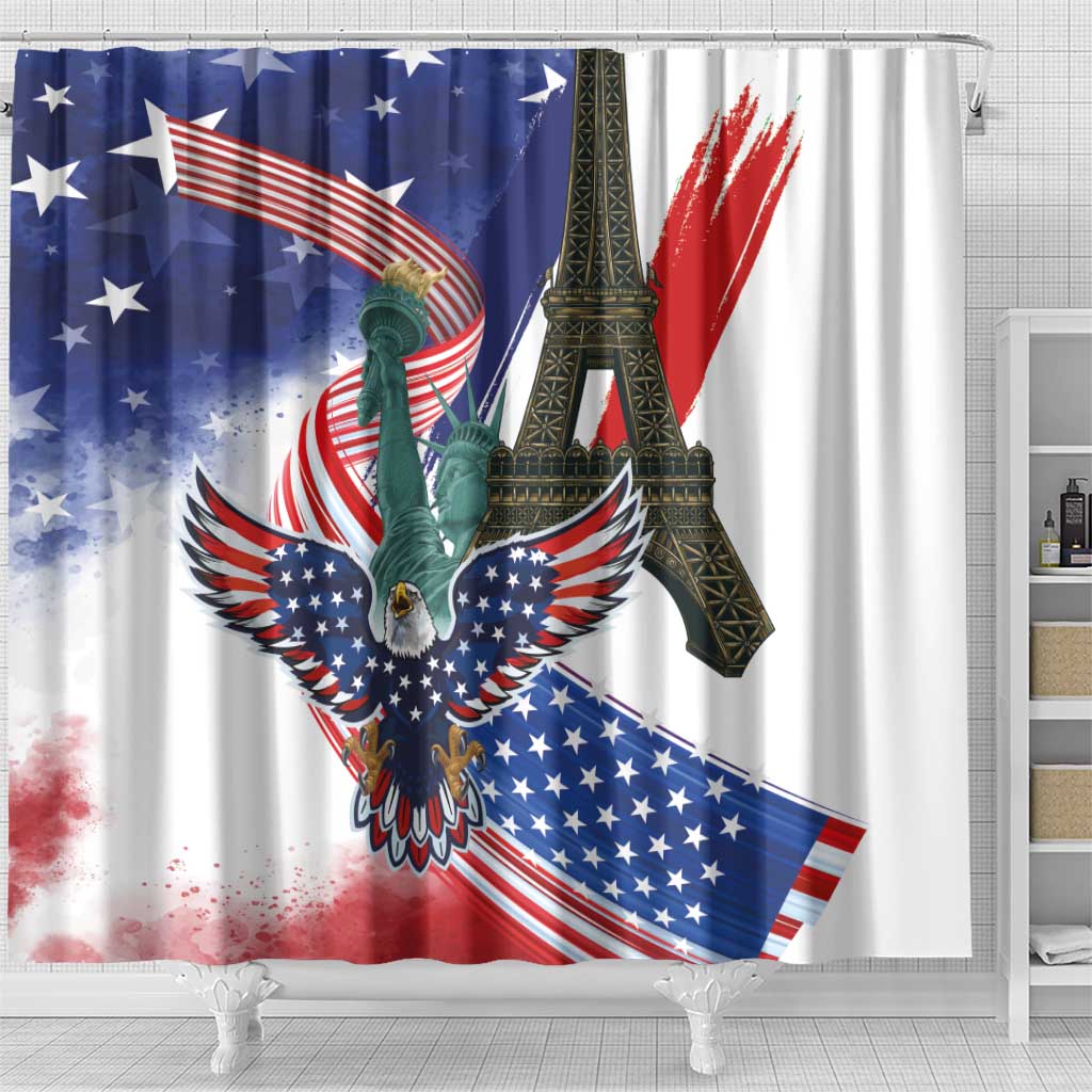 French-American Heritage Month Shower Curtain Dual Heritage and National Flag
