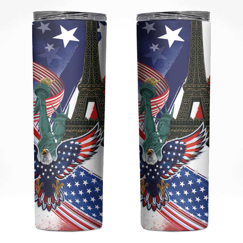 French-American Heritage Month Skinny Tumbler Dual Heritage and National Flag