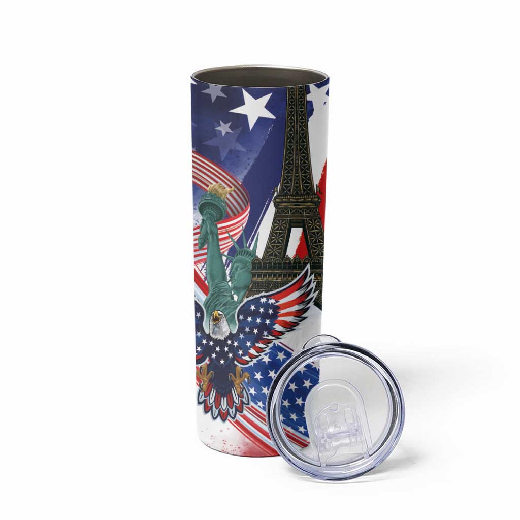 French-American Heritage Month Skinny Tumbler Dual Heritage and National Flag