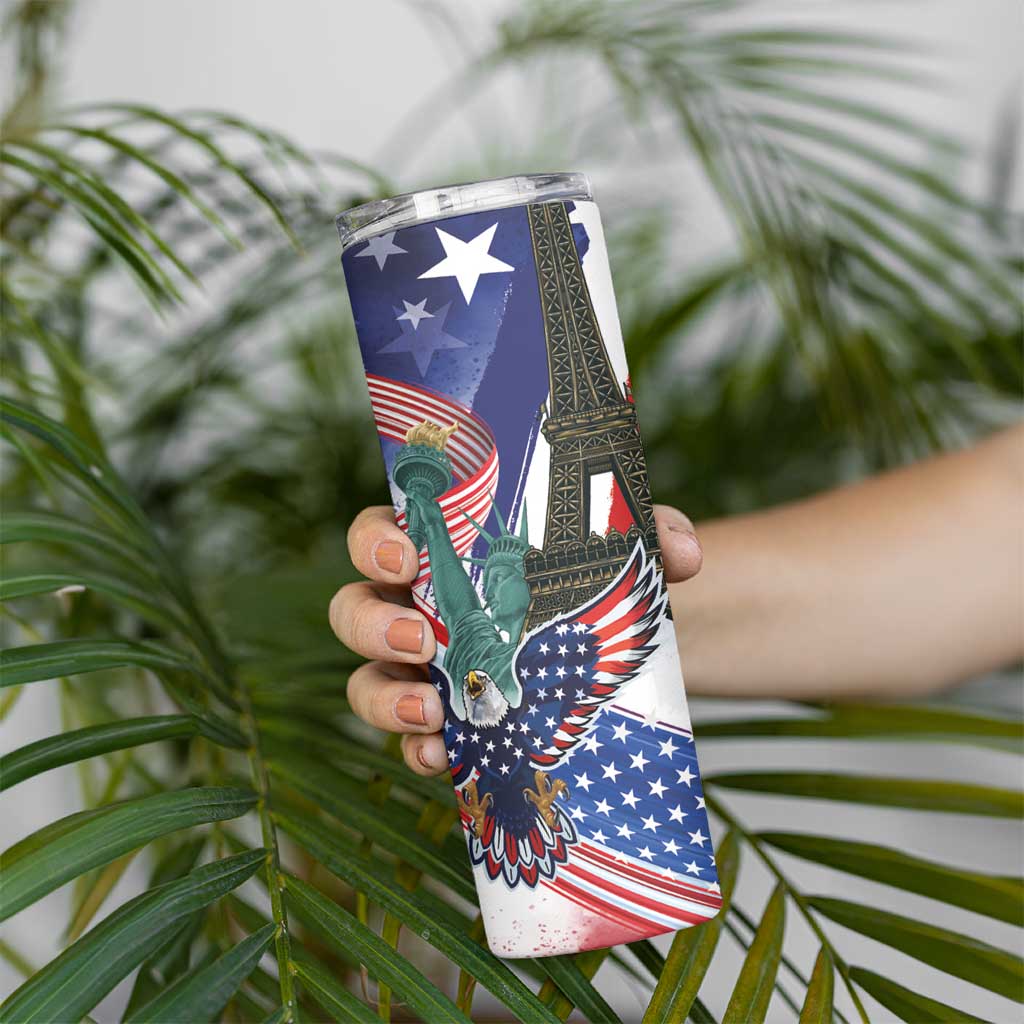 French-American Heritage Month Skinny Tumbler Dual Heritage and National Flag