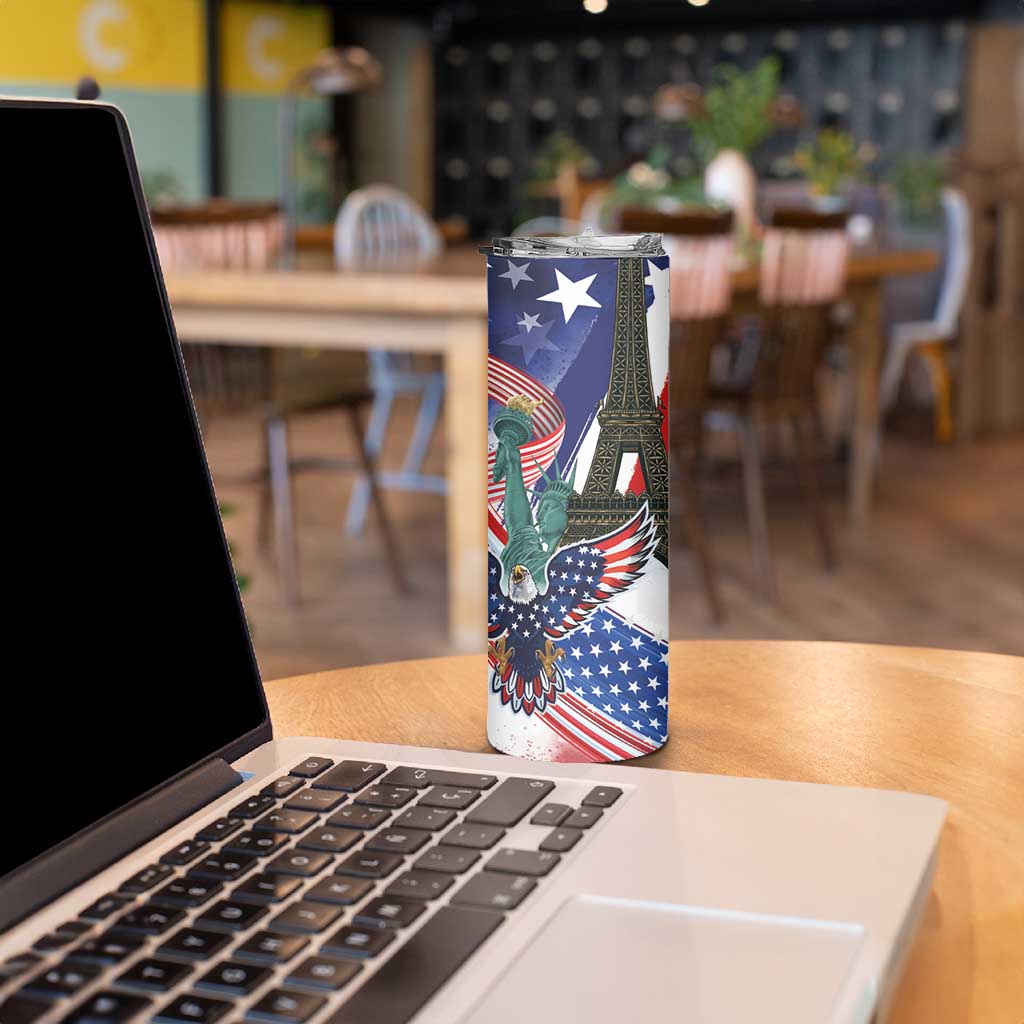 French-American Heritage Month Skinny Tumbler Dual Heritage and National Flag