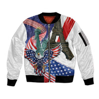 French-American Heritage Month Sleeve Zip Bomber Jacket Dual Heritage and National Flag