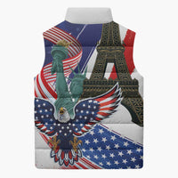 French-American Heritage Month Sleeveless Puffer Jacket Dual Heritage and National Flag