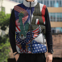 French-American Heritage Month Sleeveless Puffer Jacket Dual Heritage and National Flag