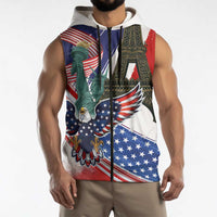 French-American Heritage Month Sleeveless Zip Hoodie Dual Heritage and National Flag