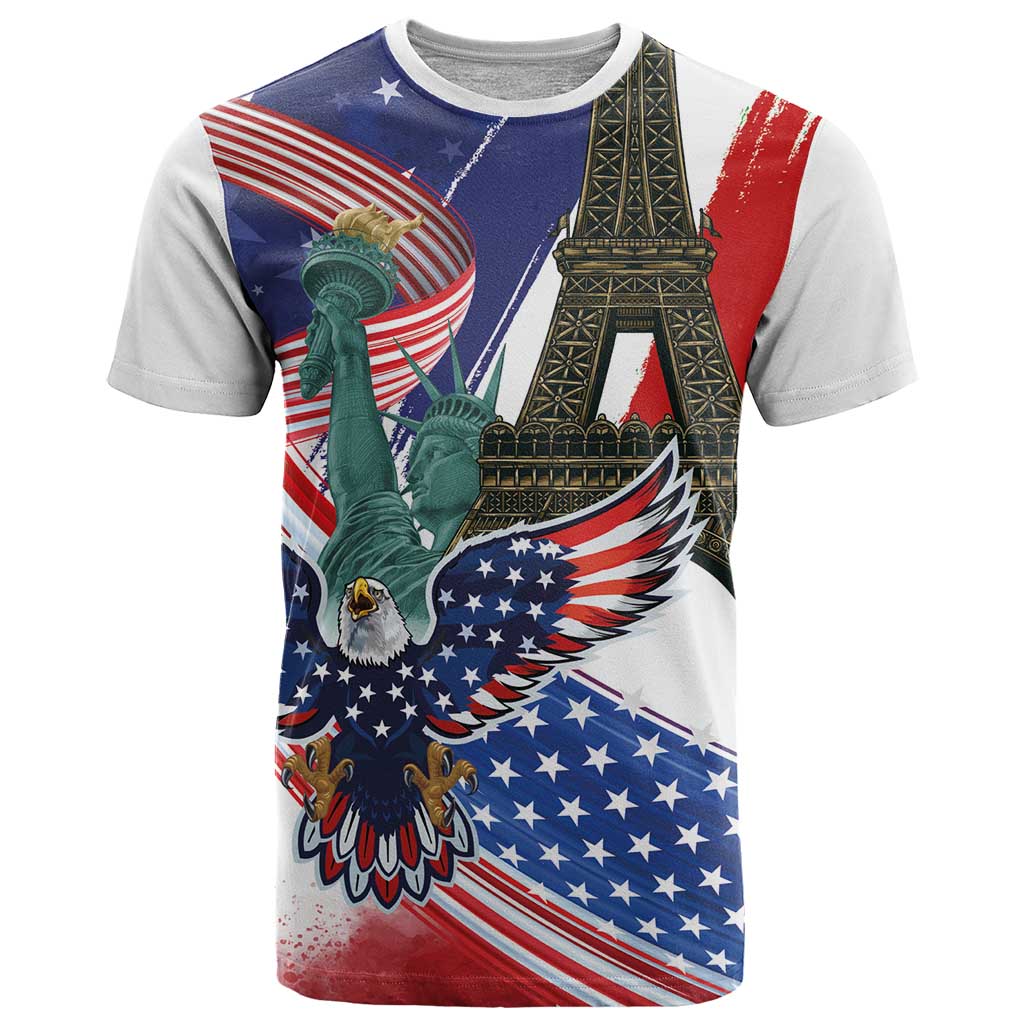 French-American Heritage Month T Shirt Dual Heritage and National Flag