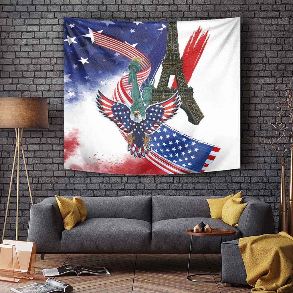 French-American Heritage Month Tapestry Dual Heritage and National Flag
