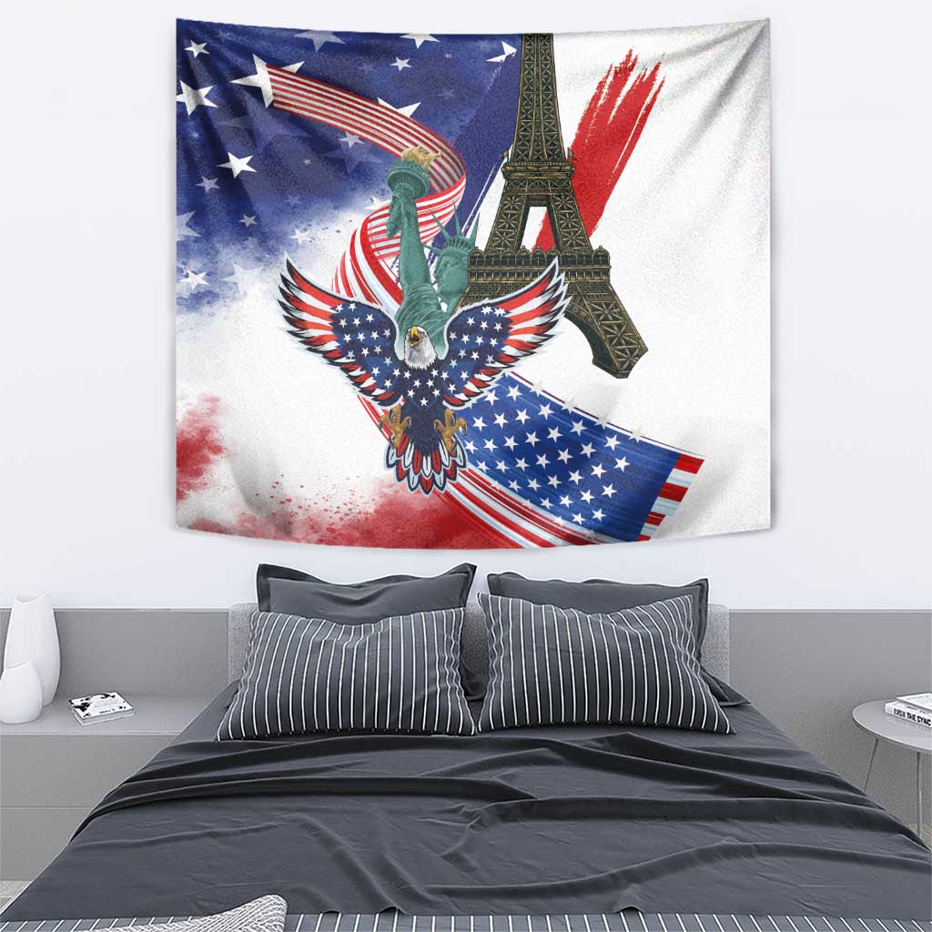 French-American Heritage Month Tapestry Dual Heritage and National Flag