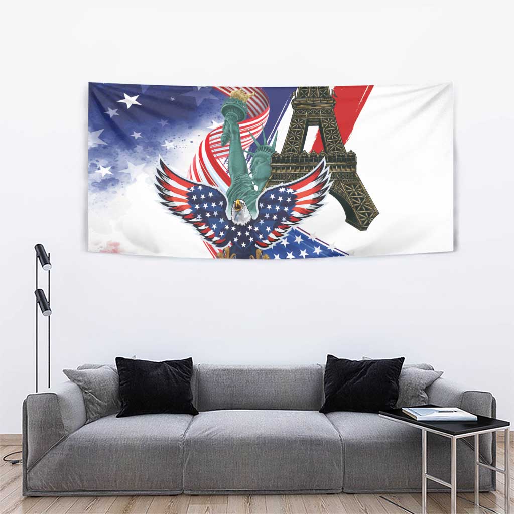 French-American Heritage Month Tapestry Dual Heritage and National Flag