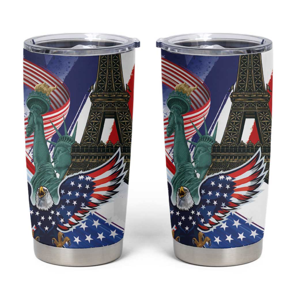 French-American Heritage Month Tumbler Cup Dual Heritage and National Flag