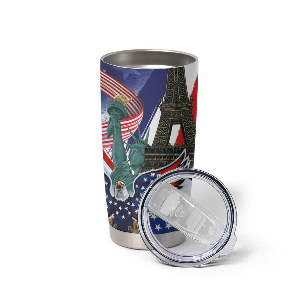 French-American Heritage Month Tumbler Cup Dual Heritage and National Flag