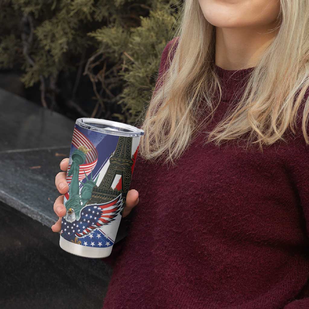 French-American Heritage Month Tumbler Cup Dual Heritage and National Flag