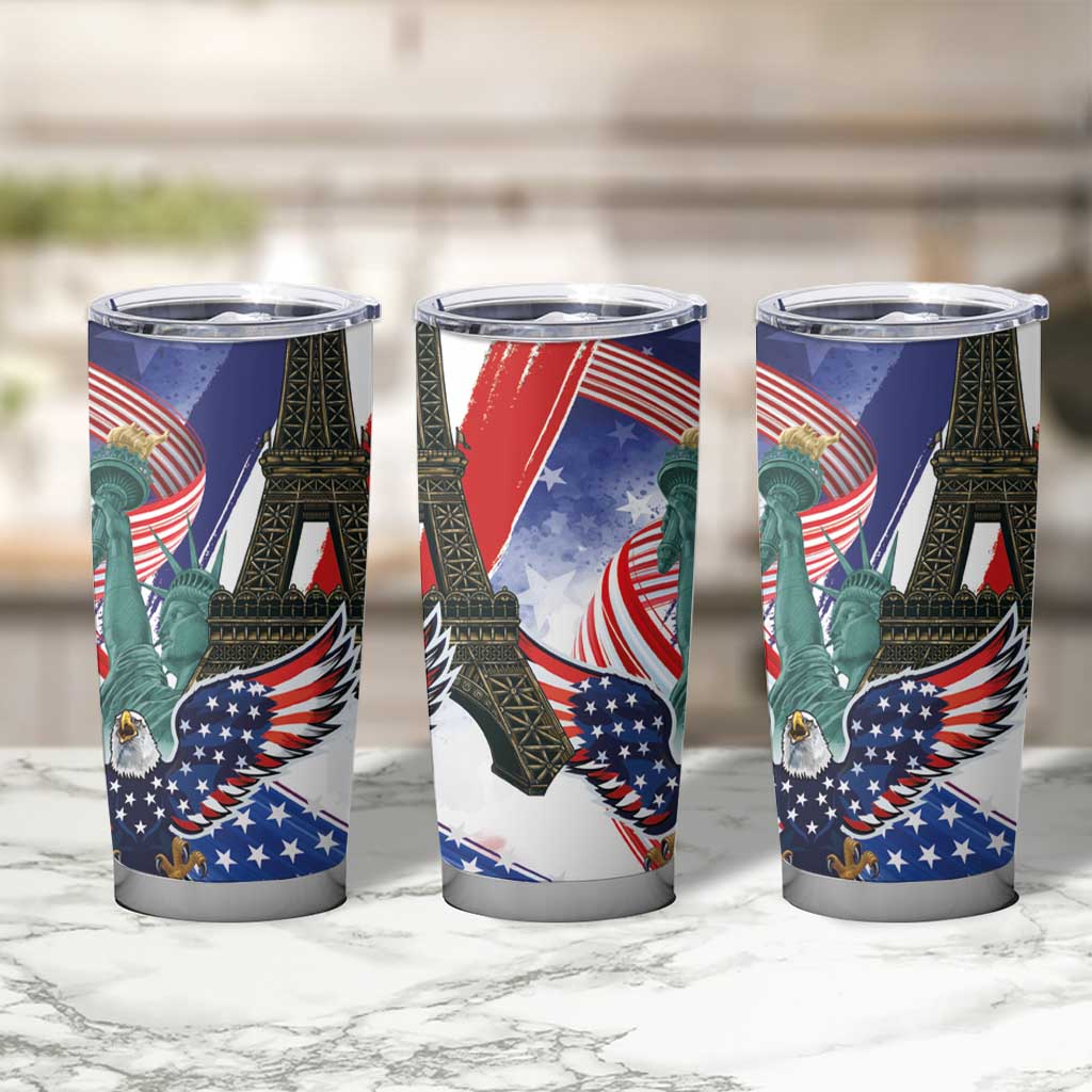 French-American Heritage Month Tumbler Cup Dual Heritage and National Flag