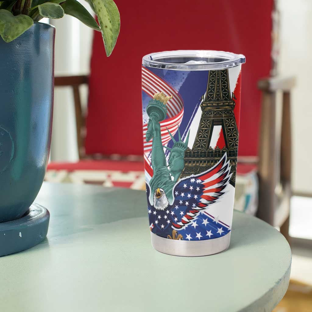 French-American Heritage Month Tumbler Cup Dual Heritage and National Flag